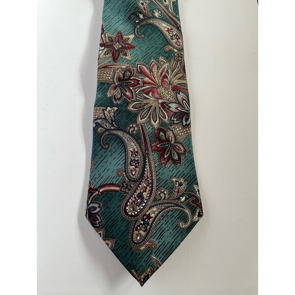 American Traditions Men's Necktie Green/Burgundy Paisley 56.5" x 4" - Picture 2 of 6